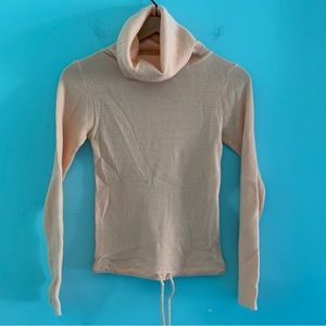 Jean Nicole Vintage Ribbed Turtleneck Granny Pink Sweater S Drawstring Waist